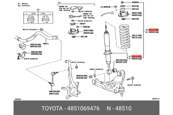 トレジャーマップ dc TOYOTA 4851069476 48510-69485,48510-80873,4851080498
