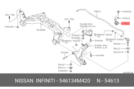 ぶつぶつ 54613-8B400 Genuine Nissan #546138B400 Bush-Stabilizer
