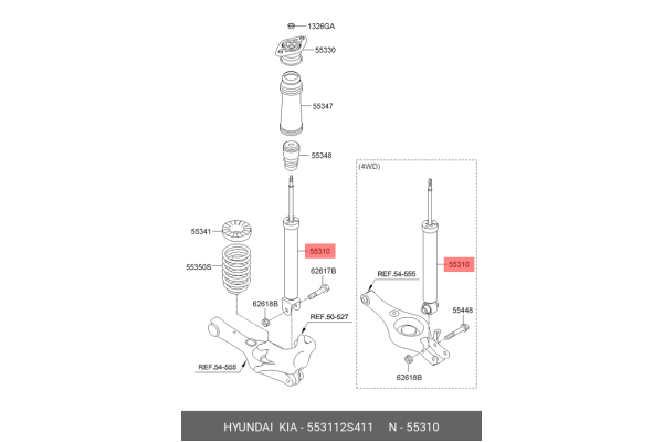 Hyundai / KIA 553112S411 553003W450,55307S2000,55311-2S900,553112S411 ...