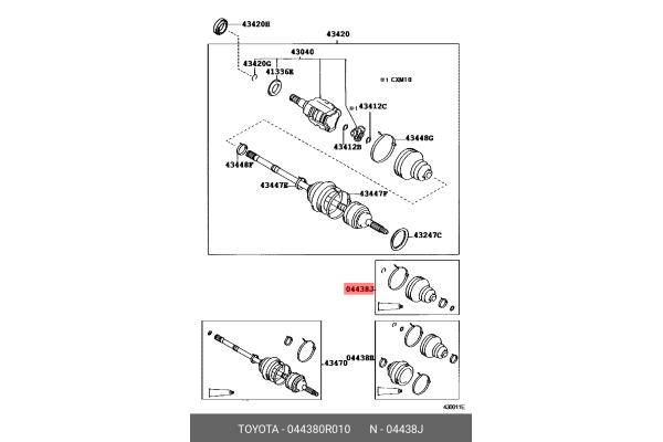 TOYOTA 04438-0R010 C9741-JD0JB,49595-2F600