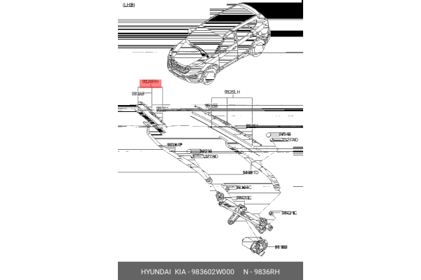 HYUNDAI 98360-2W000 B25H-67-330,85222-0D040,76630-SMA-004