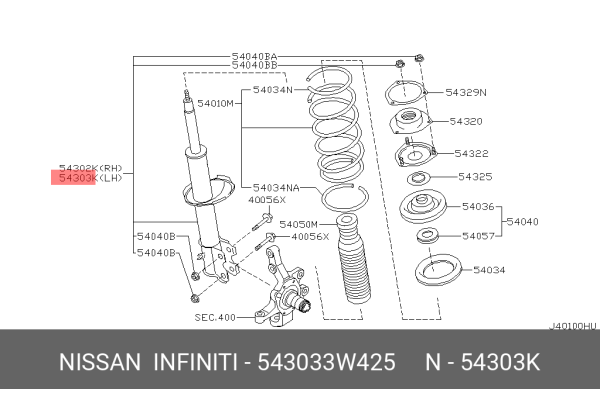 NISSAN 54303-3W425 54303-3W425,543032W527,543033W401