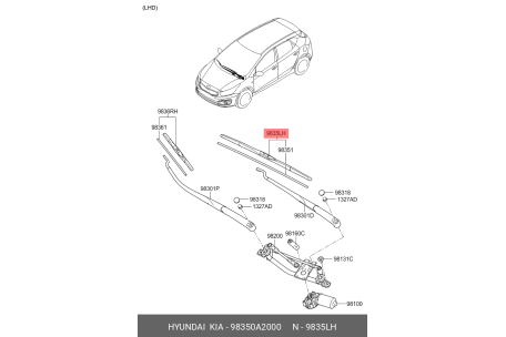 KIA 98350-A2000 85212-52210,28890-CB005,AY00D-UC26R,85291