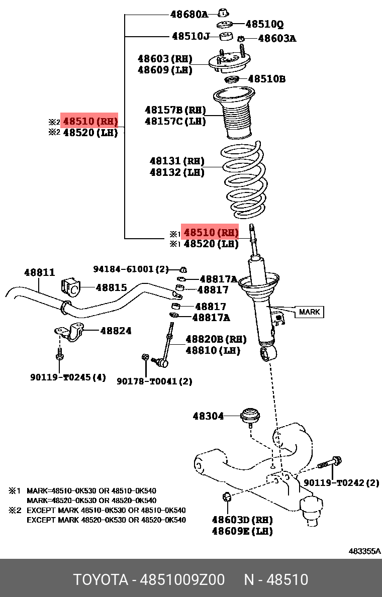 トレジャーマップ dc Shock Absorber Rear #48531-0E340 | Autoparts.toyota.com