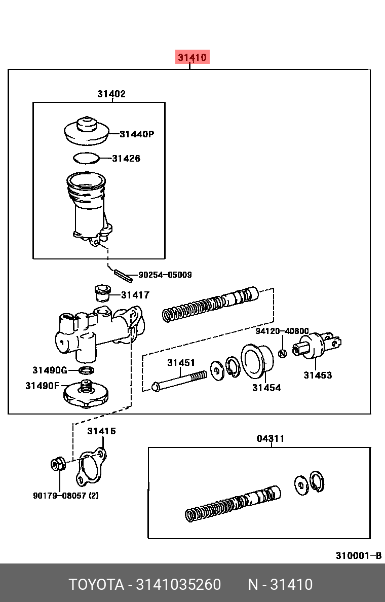 かつみん Japanese Truck Parts Clutch Master Cylinder 31410-35270 for