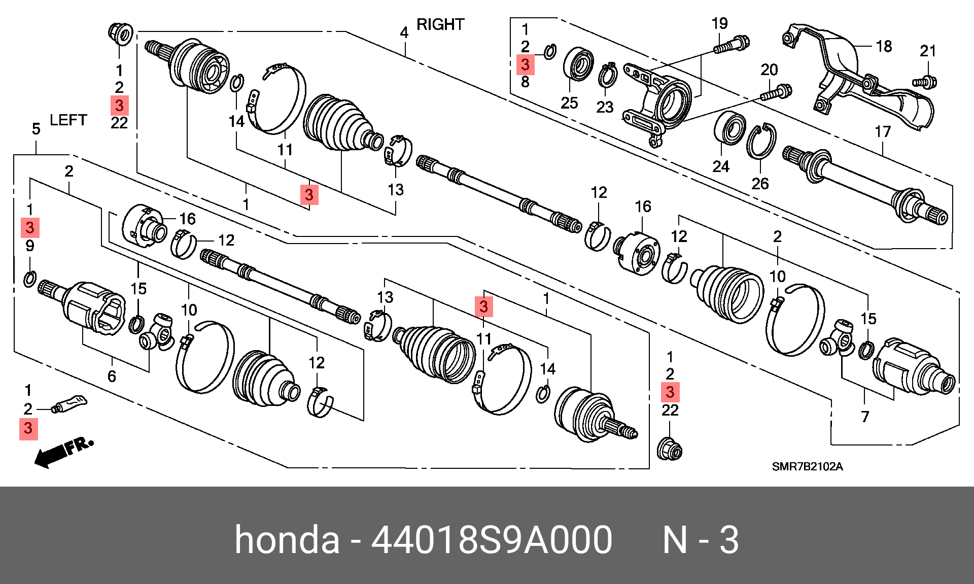 HONDA 44018-S9A-000 44018-S9A-000,44018-S30-C00,44018-S3X-000
