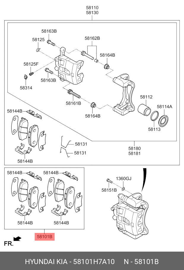 Hyundai / KIA 58101H7A10 58101-A4A17,58101-2VA60,58101-A7A00,1064001724-02