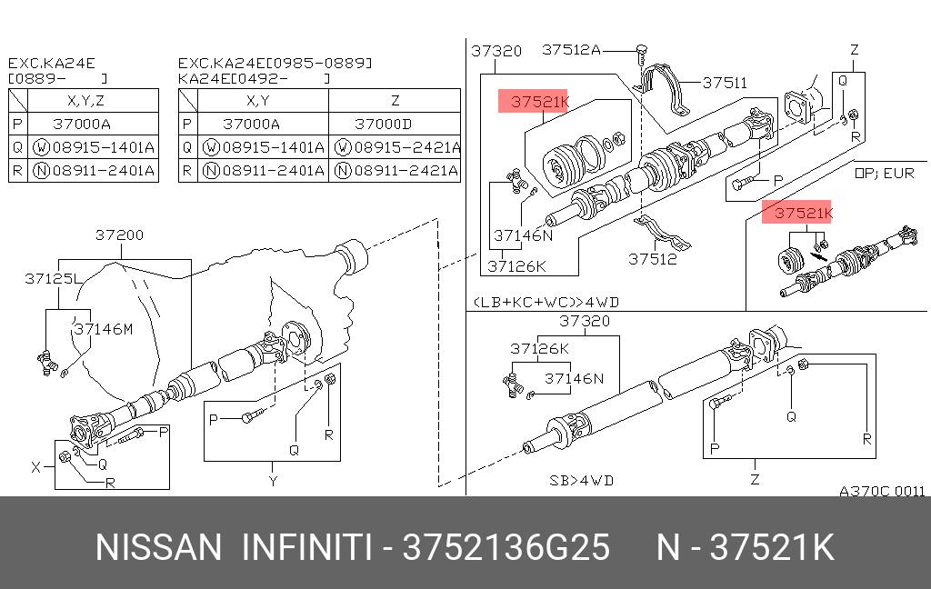 日産車　主要部品分解図 NISSAN 37521-36G25 37521-56G25,37521-33G25,37521-56G27