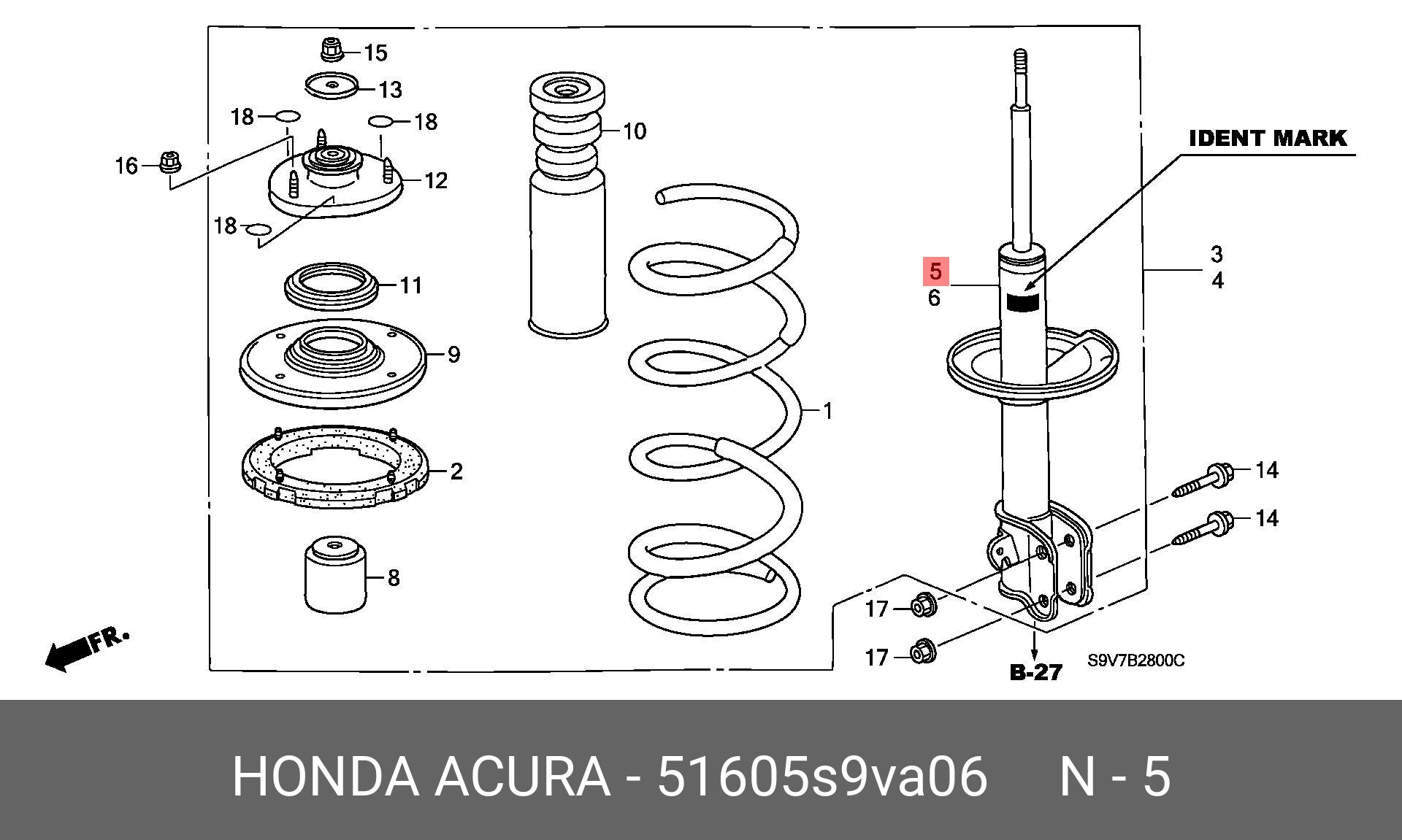 HONDA 51605S9VA06 51601-S9V-A08,51605-S9V-A07,51605-STW-A02