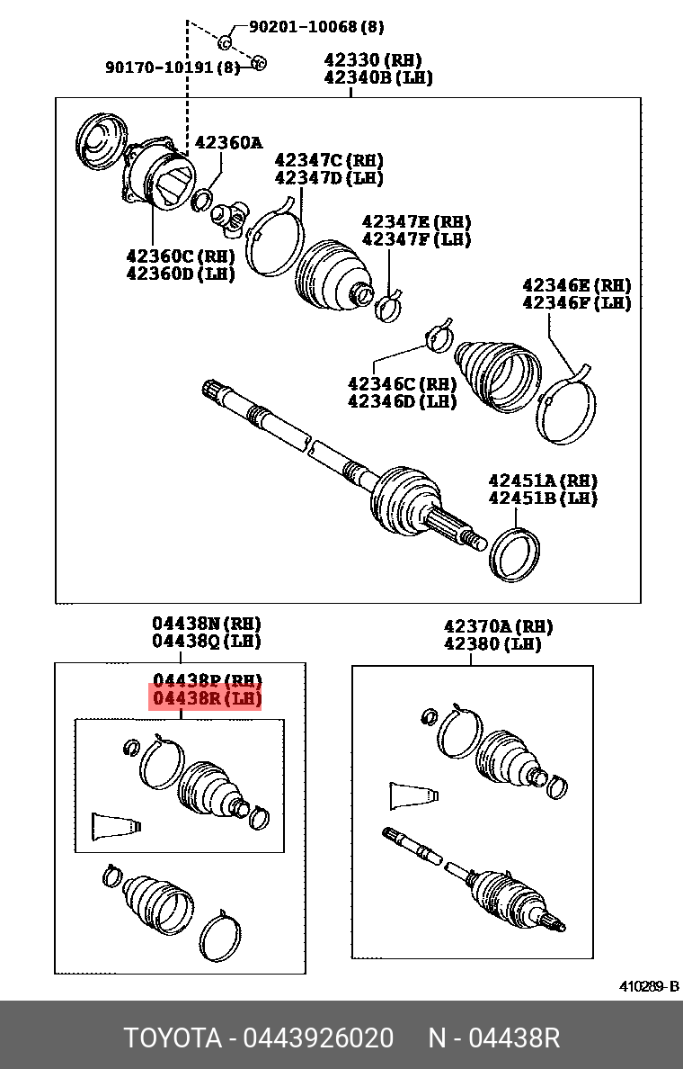 TOYOTA 04439-26020 04437-28021,04438-28011,44127-65J00