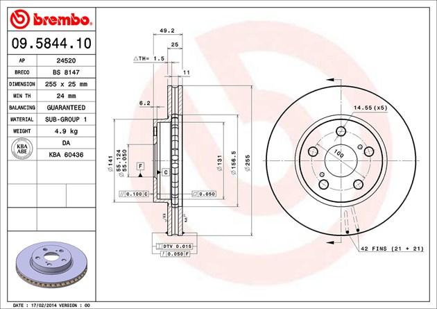 BREMBO 09.5844.10 43512-32300,4351247050,43512-20470,43512-20450,43512 ...