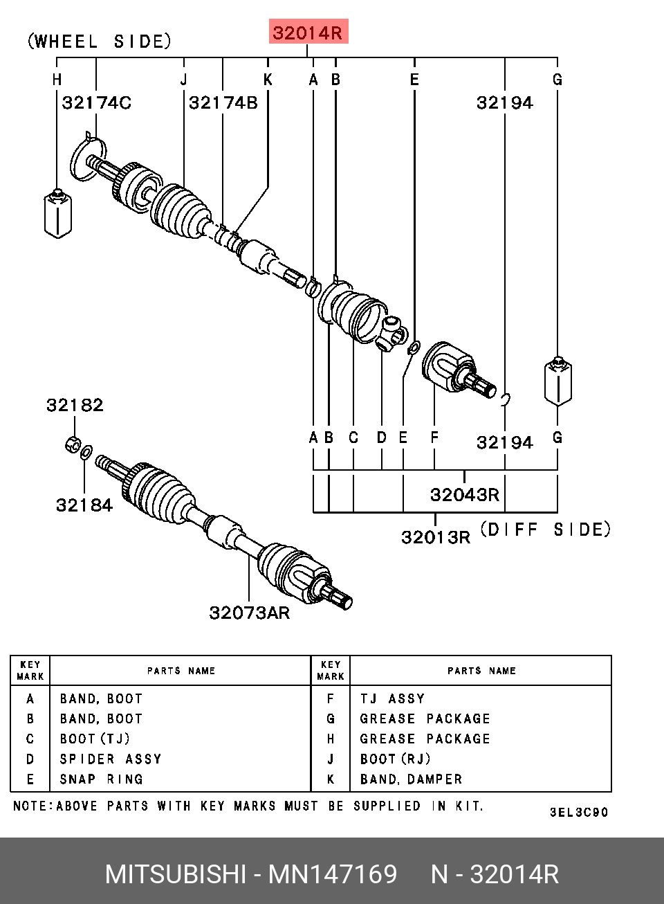 MITSUBISHI MN147169 MN156835,MN147169,3817A044