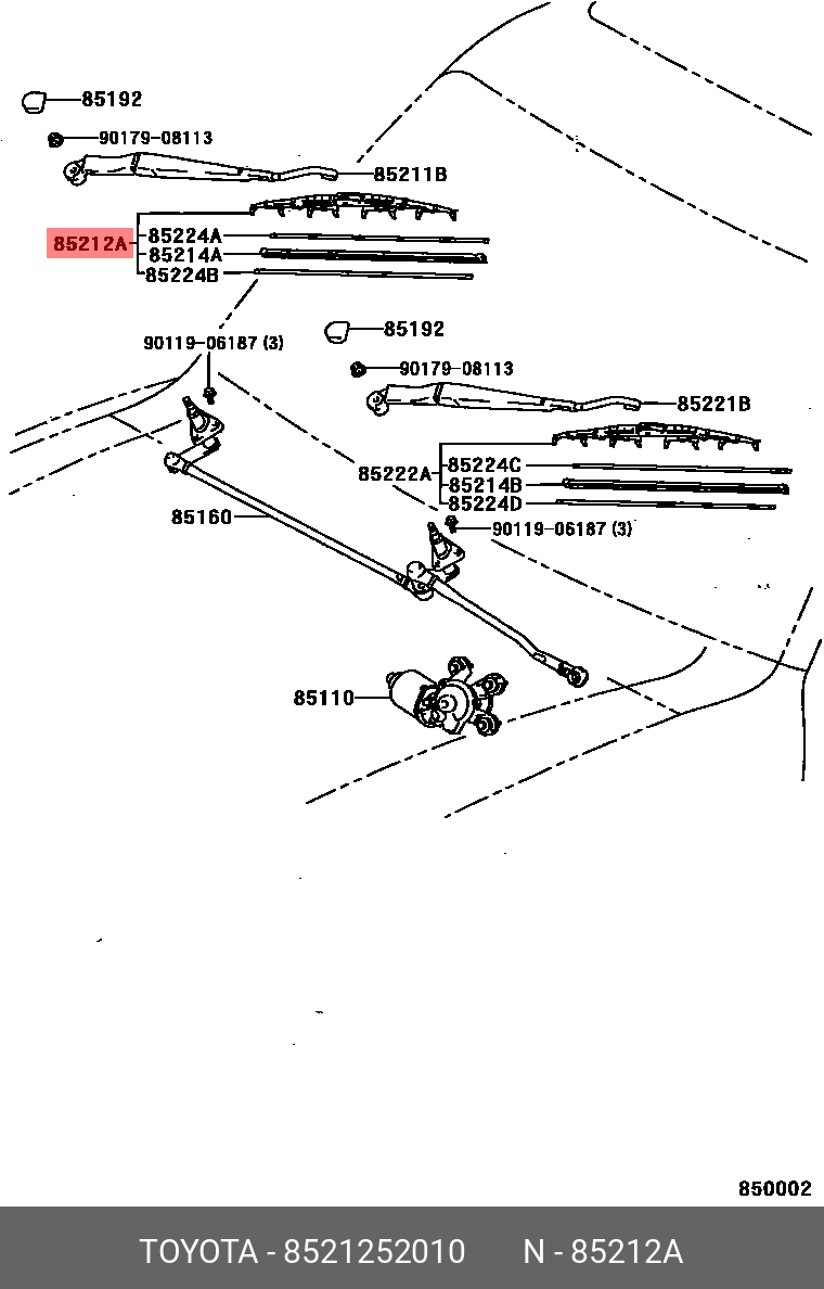 TOYOTA 85212-52010 B25H-67-330,85222-0D040,76630-SMA-004
