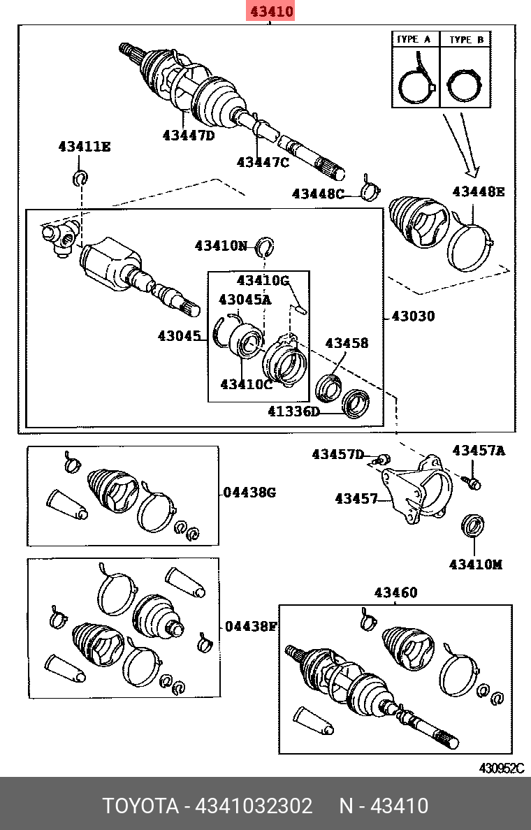 TOYOTA 43410-32302 43410-32302