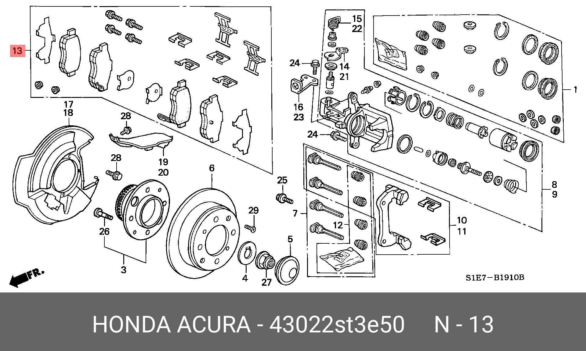 HONDA 43022-ST3-E50 43022-SR3-000